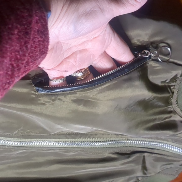 PARISIAN COLLECTION* military/moto jacket knit cuffs waist& neck multi zip sz SM - Picture 6 of 13